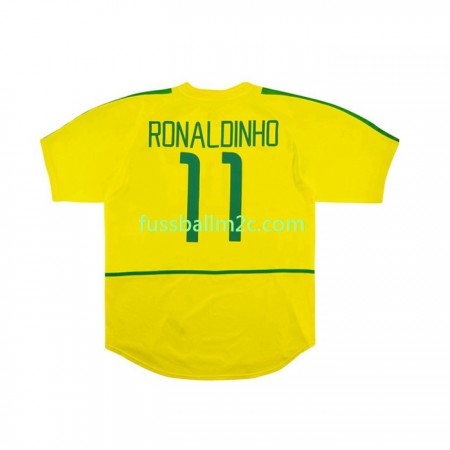 Fußballtrikots Brasilien RONALDINHO 11 Retro Heim Trikotsatz 2002